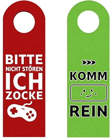 Nicht stören oder Komm rein Türhänger,2 Stück bedruckt mit Bitte nicht stören und Komm rein,Filz Leder Türschild für Homeoffice,Meetingraum oder Bürotür (Rot,Grün)