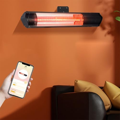 Electric Patio Heater,12 H Timer Outdoor Heater,Garage Heater,10 Level Temperature,Remote Control Via Mobile App,No Noise Portable for Restaurant, Patio, Backyard(Without Stand)