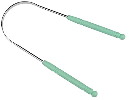 ZUNOXAZ Raschietto per Lingua in Acciaio Inox e Abs Antiscivolo, Pulisci Lingua Curvo per Adulti, Strumento Orale Riutilizzabile per Igiene e Freschezza