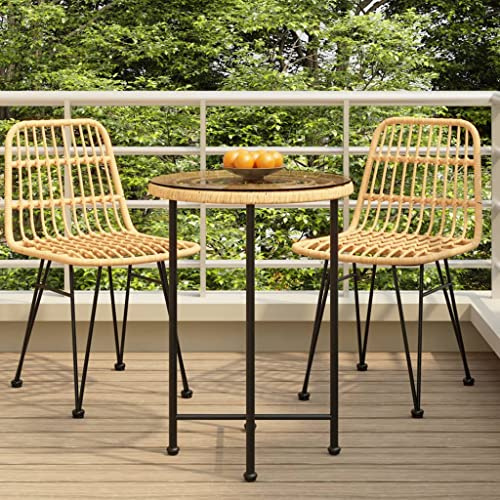 HaoChrymec Esstisch Ø55 cm mit Hartglas-Tischplatte, Stahlrahmen, UV-beständig, Beistelltisch Outdoor, Balkon Tisch, Loungetisch, Wetterfest, Schwarz, 55 x 74 cm