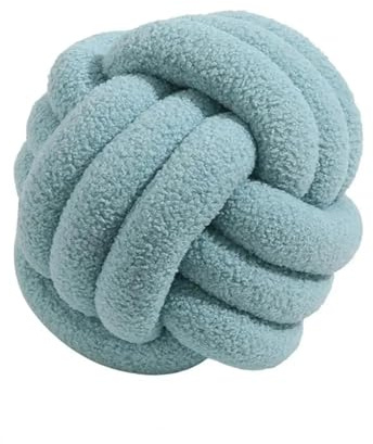 QWWQYDY Cojin Nudos Útil Almohada de Bola Anudada, Felpa ecológica Indeformable, Espalda con Tejida a Mano(Light Blue)