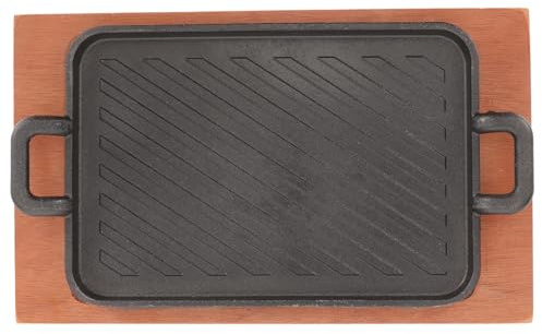 Homoyoyo Plaque de Cuisson Fonte Épaisse avec Double Poignée Poêle Grill Rectangulaire pour Barbecue Extérieur et Cuisson sur Gaz Multifonction pour Pizza et Steak