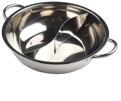 SHALONYOU Hot Pot 28cm Stainless Steel Shabu Hot Pot Twin Divided Cookware for Induction Cooktop Gas Stove/1251
