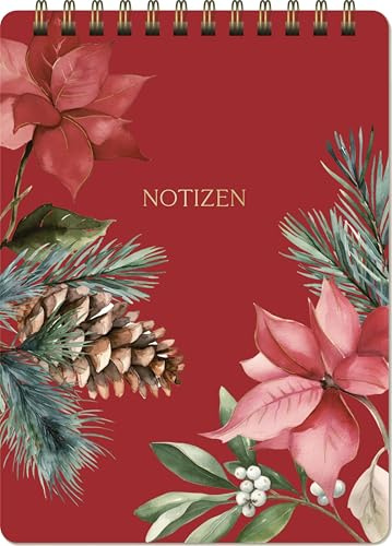 Notizblock midi Weihnachten: Notizblock mit Spiralbindung 11,7 x 16 cm, punktkariert, Goldveredelung, 80 Blatt, To-dos - SchreibLiebe