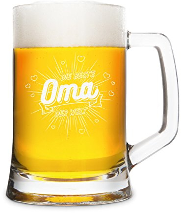 KIXY Bierkrug von Montana Geschenk Gravur Bierseidel Glas - Die beste Oma der Welt