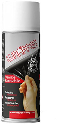 4R Quattroerre.it 16459 Wrapper Spray Trasparente Lucido | Vernice Removibile per Carrozzeria | Pellicola Spray Protettiva UV e Anti-Graffio | Wrapping Liquido Made in Italy