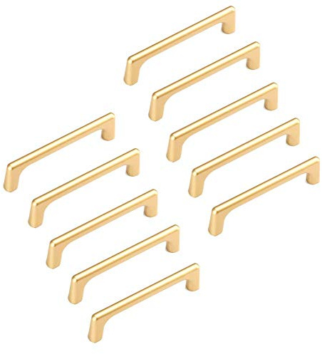 MARGUERAS 10 Stück Schrankgriffe Messing aus Schubladengriffe -Möbelgriffe Gold Schrankgriffe Möbelgriffe 96mm