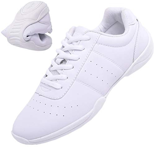 DADAWEN Adult & Youth White Cheerleading Shoe Athletic Sport Training Competition Tennis Sneakers Cheer Shoes White US Size 5/EU Size 36