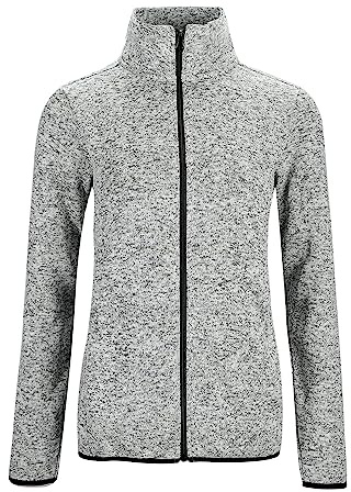 Dolcevida Fleece Jacket Women Long Sleeve Sweater Fleece Zip Up Speckled Jacket with Pockets (Light Grey Mix, M)