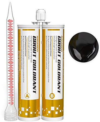 NADAMOO Epoxy Grout Black, Dual Tubes Waterproof Tile Grout 19oz 400ml, Restore Tile Grout Line for Shower Bathroom Wet Room Kitchen, Caulk Gun NOT Included