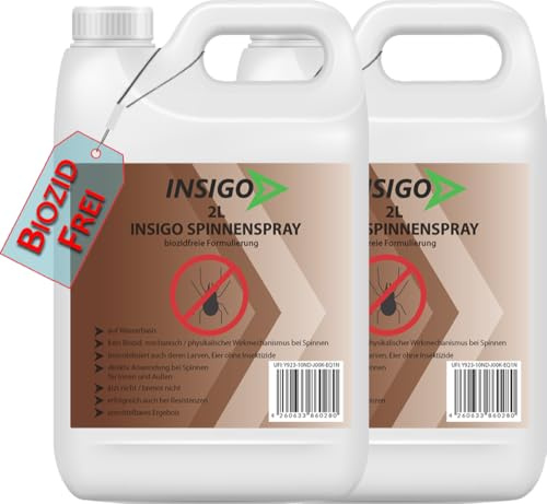 NEU Biozidfreie Spinnen Abwehr 4L – Mittel zum Spinnen abwehren – Spinnen Spray – Fleckenfrei – Spinnenmittel INSIGO