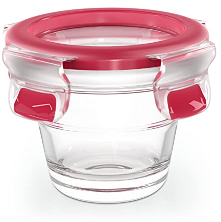 Emsa Clip&Close - Hermético de Cristal redondo de polipropileno, higiénico, no retiene olores ni sabores 100% libre de BPA, apto para congelador y microondas, apto para lavavajillas