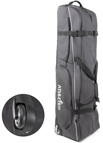 Athletico Ace GolfReisetasche mit Rädern – strapazierfähige, gepolsterte GolfReisetaschen mit Rollen – weiche Seiten GolfschlägerReiseabdeckung schützt Schläger – wasserdichte Golftasche