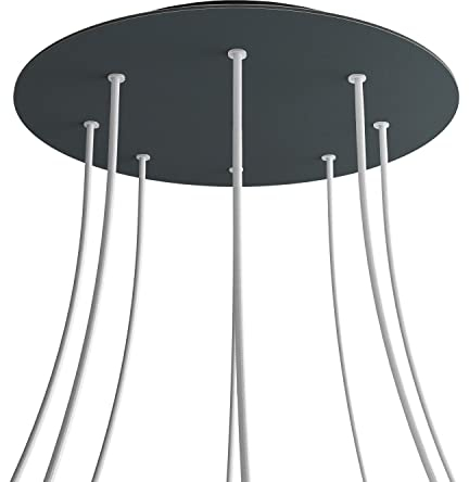 creative cables - Rundes XXL 8-Loch und 4 Seitenlöchern Lampenbaldachin, Rose-One-Abdeckung, 400 mm Durchmesser - Anthrazit, Schwarz