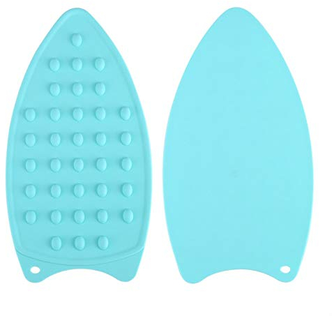 Cyrank Tappetino in Silicone per Ferro, Mini Pad Resistente al Calore Tappetino in Ferro in Silicone per ASSE da Stiro Accessori per Il Resto del Ferro Antiscivolo Resistente al Calore(Blu)