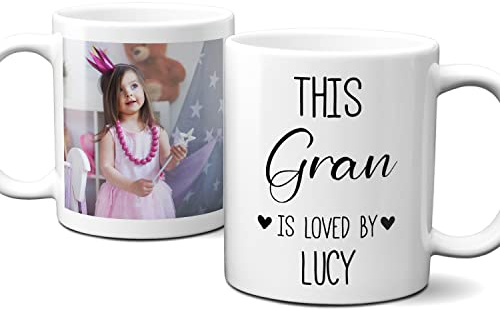 Thoughtful Gifts Personalized Gran Photo Mug, 350 ml, Porcelain, Glossy Finish, Dishwasher Safe, Birthday, Christmas, Mother's Day Gift