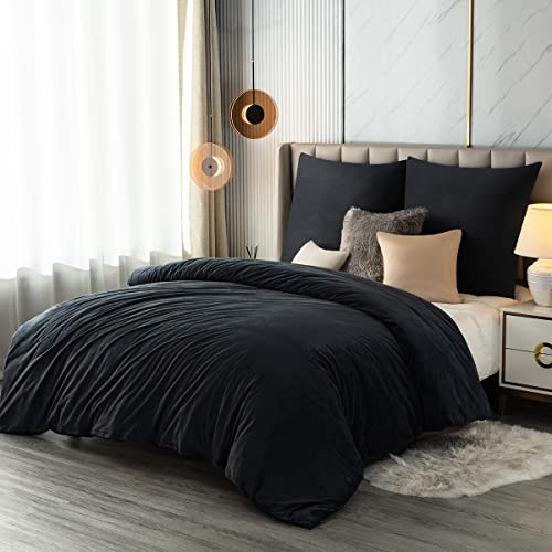 Soifox Winter flanell bettwäsche 220x240 Anthrazit - flauschige und warme Cashmere Touch Bettbezug + Kissenbezug 2er Set 80x80 cm mit Reißverschluss