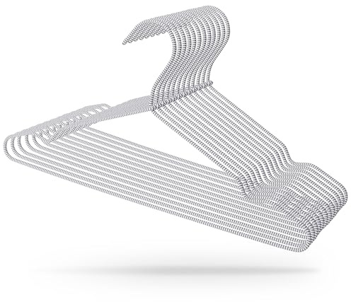 MJhomely® Elegante Kleiderbügel [40 Stück] in Grau - Platzsparende Metallkleiderbügel mit Textilüberzug - Schmale, rutschfeste und stabile Kleiderbügel für Ordnung im Kleiderschrank