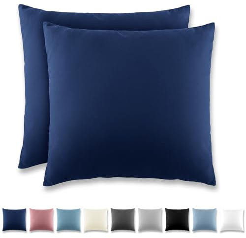 REDKEY Funda Almohada- Juego de 2 Fundas Almohadas 40x40 cm, con Cremallera Oculta, Transpirable Suave Antiarrugas de Microfibra - Azul Marino