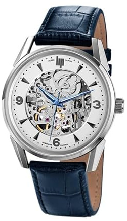 Lip Montre Himalaya 40 mm - Squelette Automatique - Cuir Bleu Gris