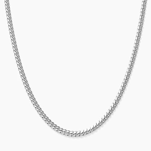 DOTBJ 2mm Panzerkette Herren Damen 925 Sterling Silber Cuban Link Chain Kubanische Kette Halskette 50cm