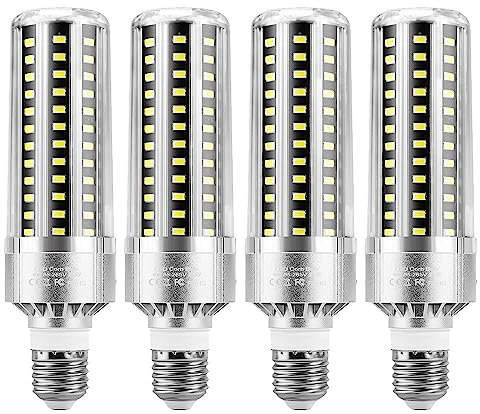 PAZWAHF E26/E27 LED-Leuchtmittel, kommerzielle Glühbirnen mit hohem Lumen, eingebauter Lüfter, 25 Watt, 2500 lm, 360° Abstrahlwinkel, 3000 K 6000 K AC 85 V ~ 265 V (4er-Pack)