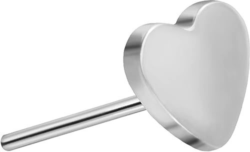 PIERCINGLINE Titan Aufsatz mit Push Pin HERZ OHNE Labret Stecker Piercing Ohr Helix Tragus Conch Farbauswahl