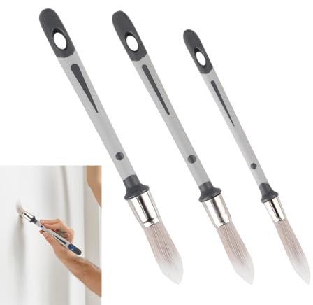 3 Pcs Paint Brushes for Walls, Professional Pointed Synthetic Sash Paint Brushes Set Window Walls Edger Paint Brush, Corners Narrow Areas Baseboards Edges Decorating Wall Trim Painting Touch Up Tools