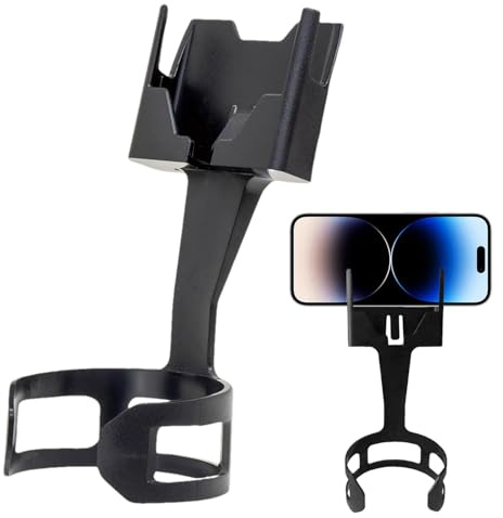 Porta bicchieri per telefono per auto, portabicchieri da auto con supporto per telefono | supporto per telefono multifunzionale, supporto per bevande, portabicchieri nero amichevole,