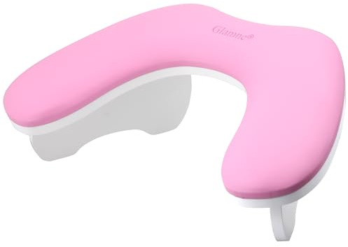 Glamne Armlehne für Nägel Tech, U-förmiges Maniküre-Nagelkissen, Handauflage, Mikrofaser, PU-Leder, professionelles großes Holznagelkissen, Rosa