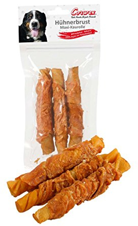 Corwex tuggrulle täckt med kycklingbröst (8 x 150 g) 16 cm/ø 2–3 cm, tjockare tuggstång för längre tuggning kul, spannmålsfri och fettsnål, hundsnacks med 100 % kyckling i köttinnehåll