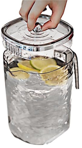 Iced Tea Carafe | Juice Pitcher | Beverage Pitcher, Home Large Pitcher, Heat Resistant Pitcher, Sturdy Water Carafe, Iced Tea Container, Pitcher with Top Lid, Pitcher for Hot Water