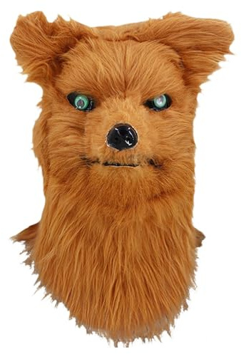 Dickly Halloween Maske Beweglichen Mund Erwachsene Lustige Tier Maske Beweglichen Kiefer für Geburtstag, Gelber Wolf
