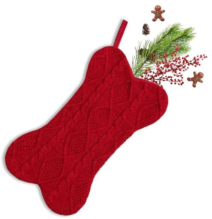 Tanant Weihnachtsstrümpfe, Knochen, Weihnachtsdekoration, Socke, Gestrickter Weihnachtsstrumpf, Weihnachtsbaumstrumpf, Ornamente, Geschenktüten, Gestrickte Weihnachtsstrümpfe für (rote