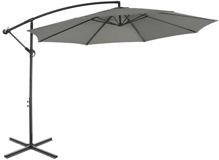 sweeek - Parasol déporté rond Ø300cm - Hardelot - Kaki - Manivelle anti-retour | Toile déperlante | Facile à utiliser