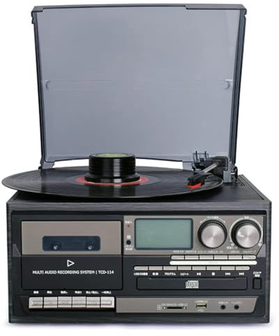 Tocadiscos 9 En 1 (3 Velocidades), Tocadiscos Retro Con Bluetooth Y Altavoces Integrados, Tocadiscos Vintage Con Bluetooth, Reproductor De Cd, Radio Am/Fm, Para Entretenimiento,B