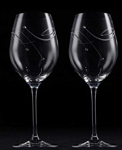 mydielkaren Lot de 2 verres à vin rouge en cristal taillés à la main décorés en forme d'étoile 470 ml