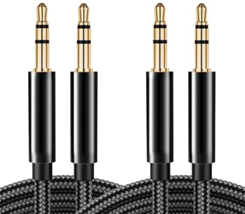 STOUUMOW 3.5mm Audio Cable, 2pcs Mini Jack Male to Male Audio Cable, Nylon Braided Aux Lead for Car, Smartphone, Laptop, Home Stereo