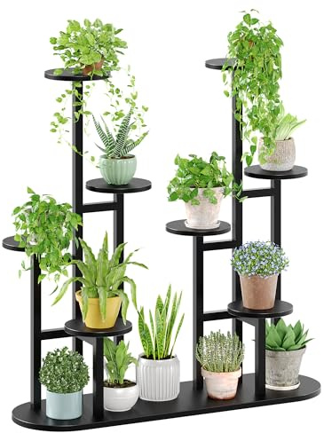 MIN WIN 100 cm Pflanzenständer Metall, 8 Ebenen Pflanzenregal, Mehrstöckig Blumenständer, für Zimmerecke, Wohnzimmer, Balkon, Terrasse, Garten Balkon