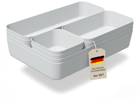 Ensemble de séparateurs de tiroirs VMbathrooms pour tous les besoins | Boîtes de rangement pratiques pour bureau | Séparateurs de tiroirs – Votre aide idéale pour l'organisation quotidienne gris clair
