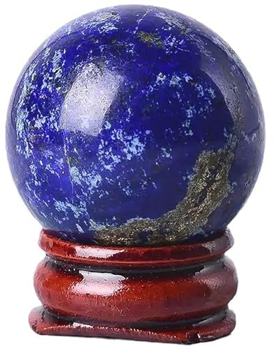 SUPBEI 4-7cm Bola de Cristal de la Esfera de lapislán Natural, Piedra curativa Hecha a Mano para meditación, decoración del hogar, brujería, adivinación, Reiki,1.97in(5cm)