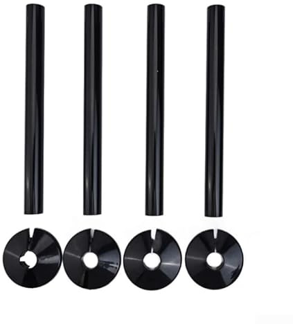 Lot de 4 cache-tuyaux de radiateur et 4 colliers de tuyau, 15 mm x 300 mm, noir pour décoration de tuyau mural