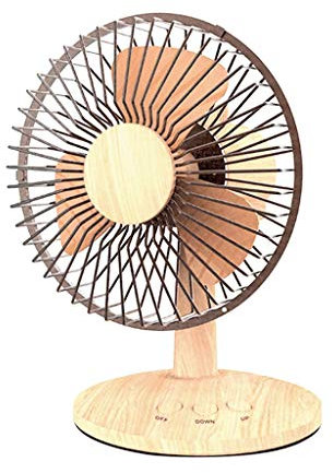 Ventilador de mesa de grano portátil con cabezal agitador de escritorio, retro, ventilador de madera (café, talla única)