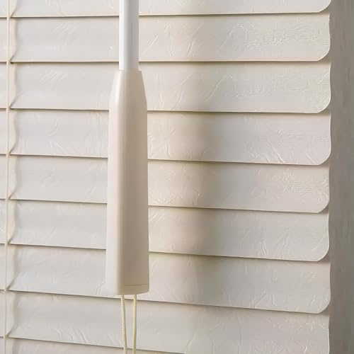 Tenda Veneziana in PVC Crema, Lamelle da 2,5cm, Privacy E Protezione Solar, Fissaggio al Muro E al Plafone, per Casa Ufficio, Personalizzabili(50L x 200A cm)