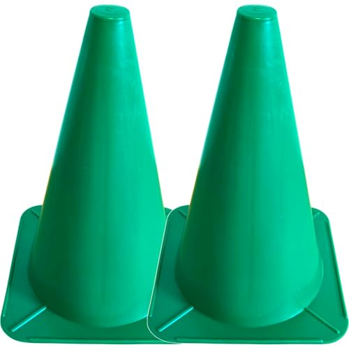 cyclingcolors 2X Cône de Signalisation 24cm Plot Support Plastique Entraînement Football Marquage Circulation Sport Jeux Barrière Parcours Canin Agility, Vert