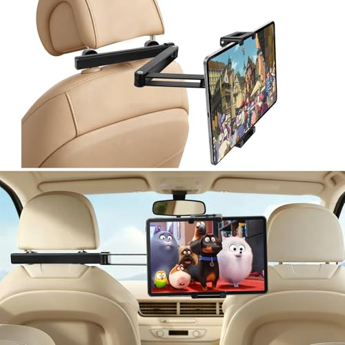 Suprbee Tablet Halterung Auto Kopfstütze, 3 in 1 Klapparm, iPad Halterung Auto, KFZ Tablethalterung Auto Kinder, Autohalterung für iPad für Sumsung Tab/Switch/Handys & 4,7-13 Zoll Geräte