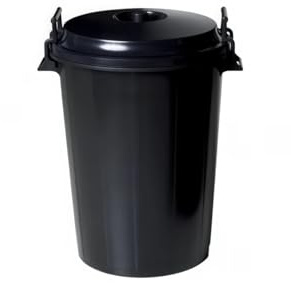 Alqbaio Cubo de Basura de 100 Litros con Asas Reforzadas, Plástico Resistente Negro, Ideal para Espacios Comunitarios, Jardines y Exteriores (Con Tapa)