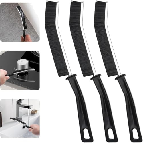 3 cepillos de limpieza de esquinas de cerdas duras, cepillo de limpieza de grietas, cepillo para limpieza de juntas, cepillo para juntas de baño, cepillo de limpieza para suelos de baldosas, cocina