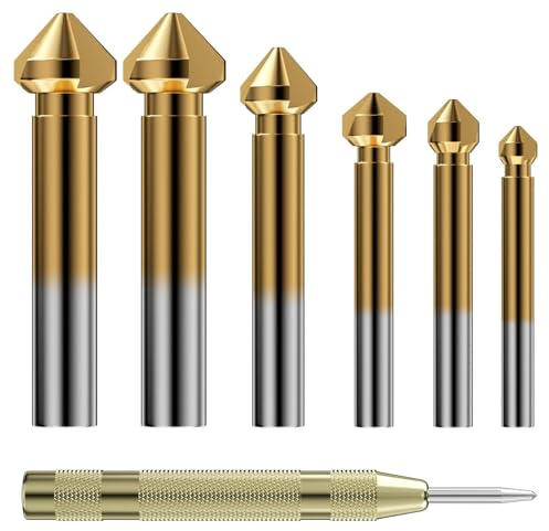 Ravytha 7 Piezas Juego de Brocas, Avellanador para Metal, Juego de Brocas Avellanadoras, Brocas Avellanadoras Cónicas, Broca Avellanador Madera para Acero, Aluminio, Metal, Madera(6.3mm-20.5mm)