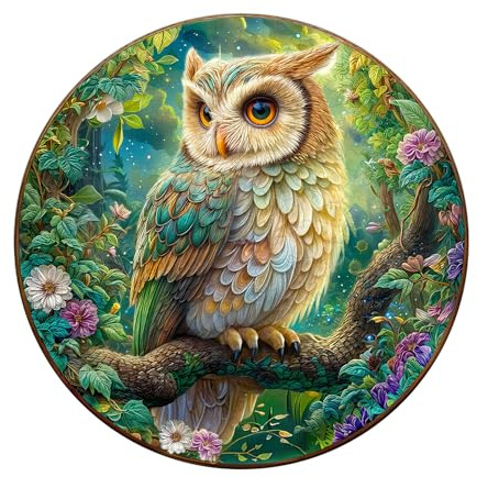 WOODBESTS Holzpuzzle für Erwachsene, Holzpuzzle Eule im Mondlicht, Puzzle für Erwachsene, Geburtstags Frauen und Männer, Familienspiel (L-34 × 34 cm, 265 Teile)